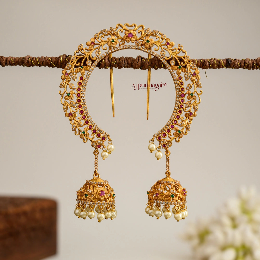 Traditional Jada Billai With Jhumka Hangings - Piece