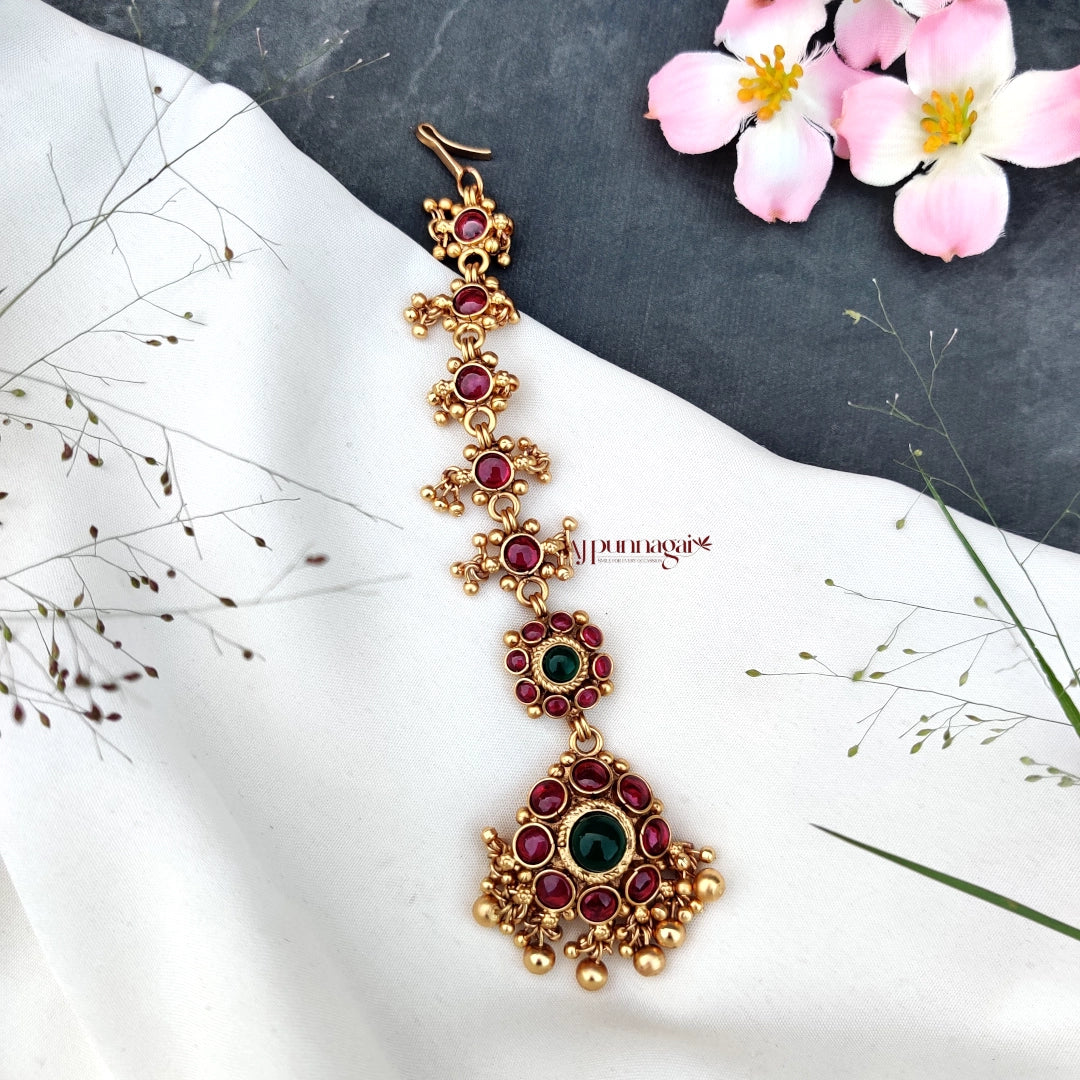 Beautiful Non Idol Chutti with gold Hangings - Multi