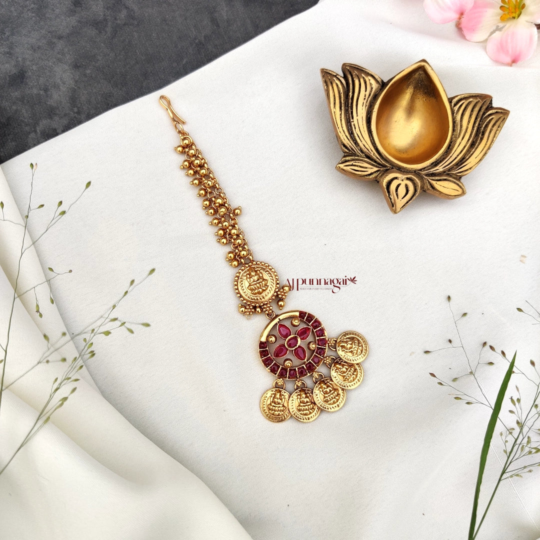 Elegant Lakshmi Motifs chutti - Ruby
