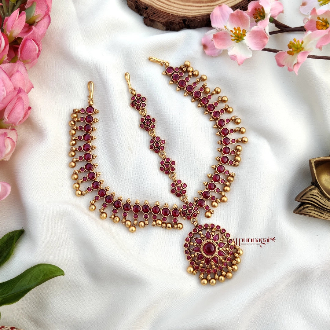 Classy Gold look alike Bridal Headset - Ruby