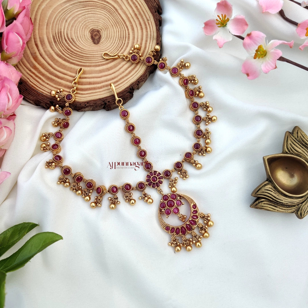 Eloquent look Kemp ruby stone Bridal Headset