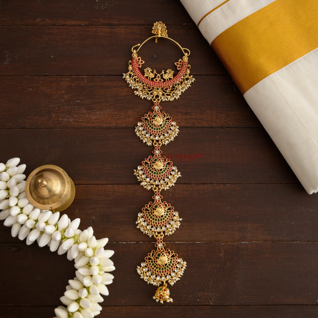 Peacock Design Uncut Stone Jada Billai