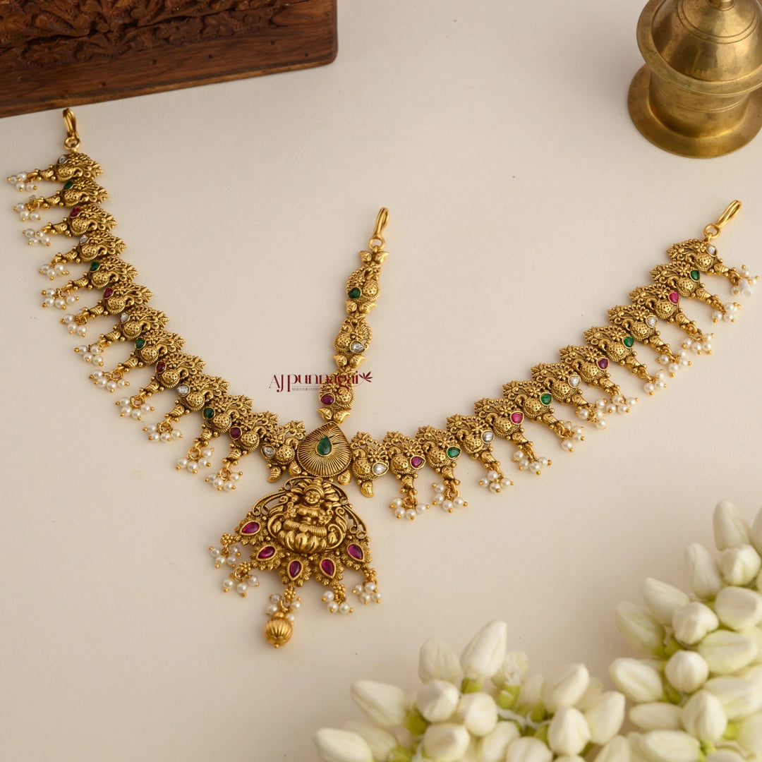 Peacock With Lakshmi Bridal Headset