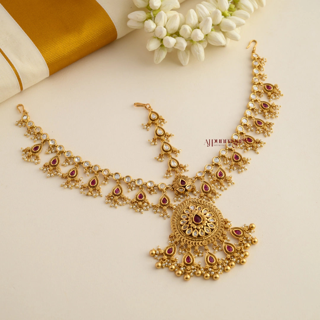 Stunning Non Idol Floral Headset - Ruby