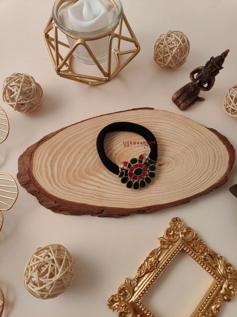 Peacock Kundan Jadau Rubber Band