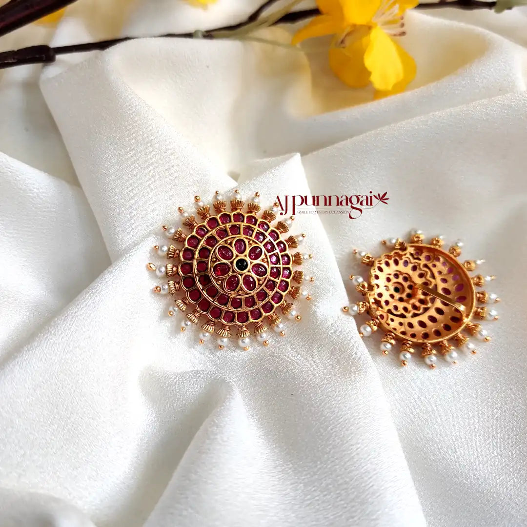 Elegant Sun and Moon Jadai Billai With Pearl Beads