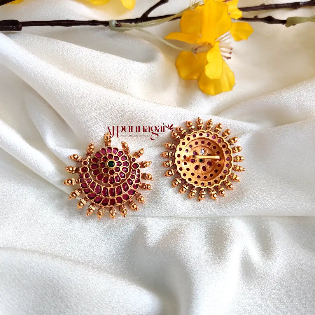 Elegant Sun and Moon Jadai Billai With Gold Beads