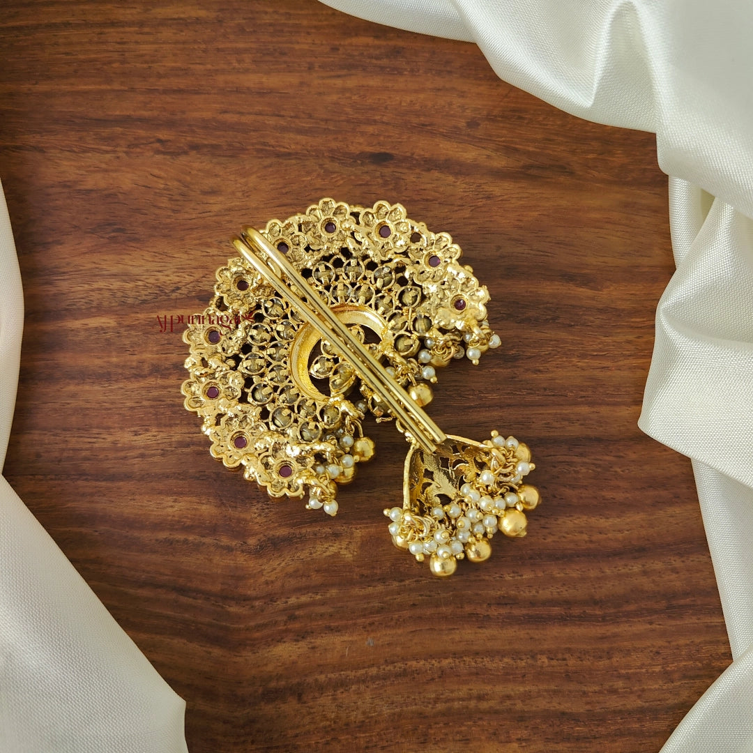 Floral Gold Look Alike Jadai Billai - Ruby