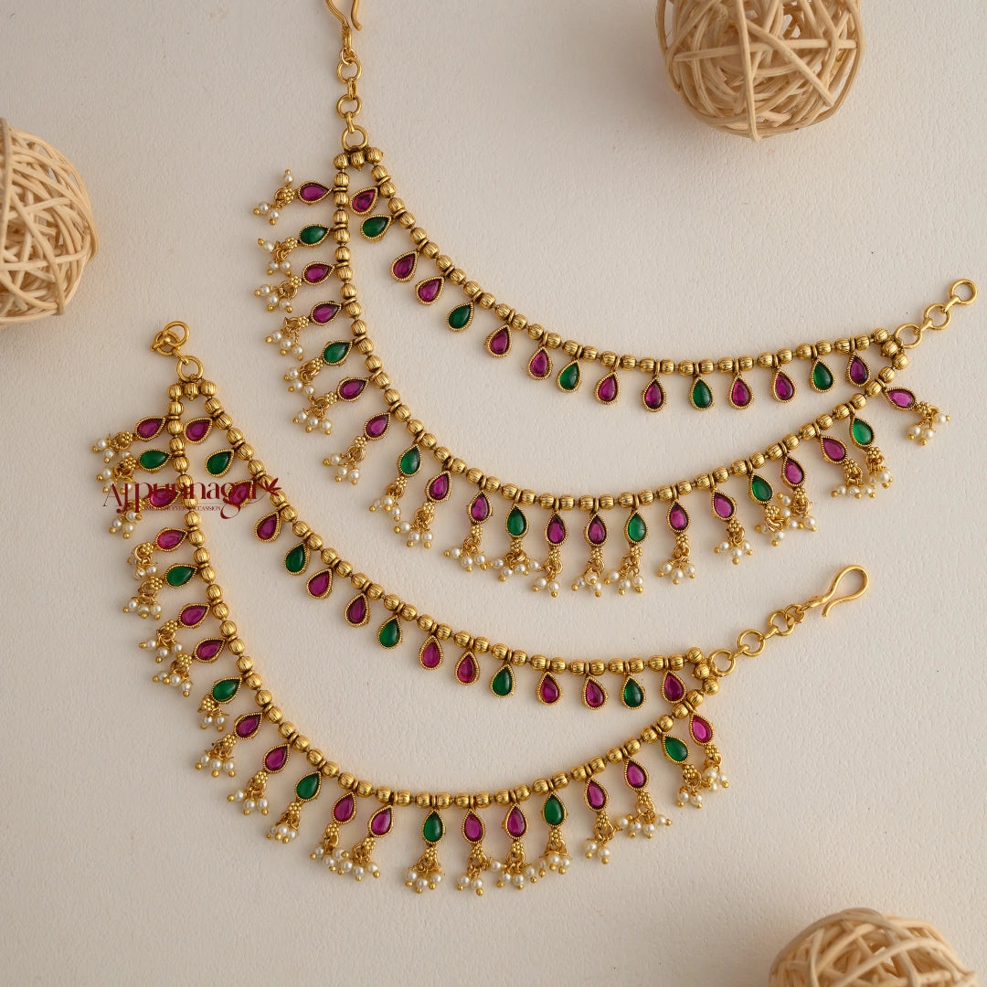 Drop Shaped 2 Layered Mattal - Multi - Pearl