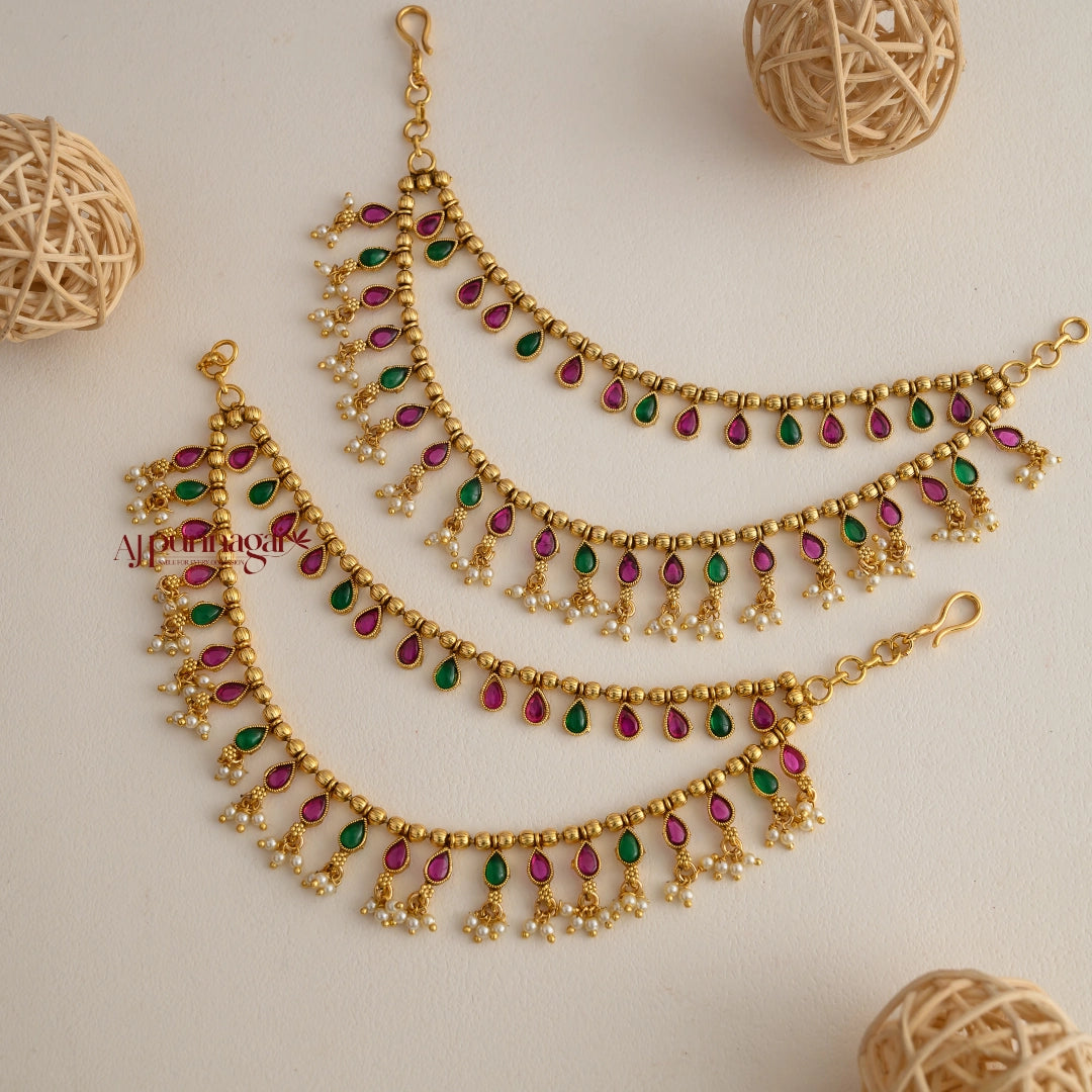 Drop Shaped 2 Layered Mattal - Multi - Pearl