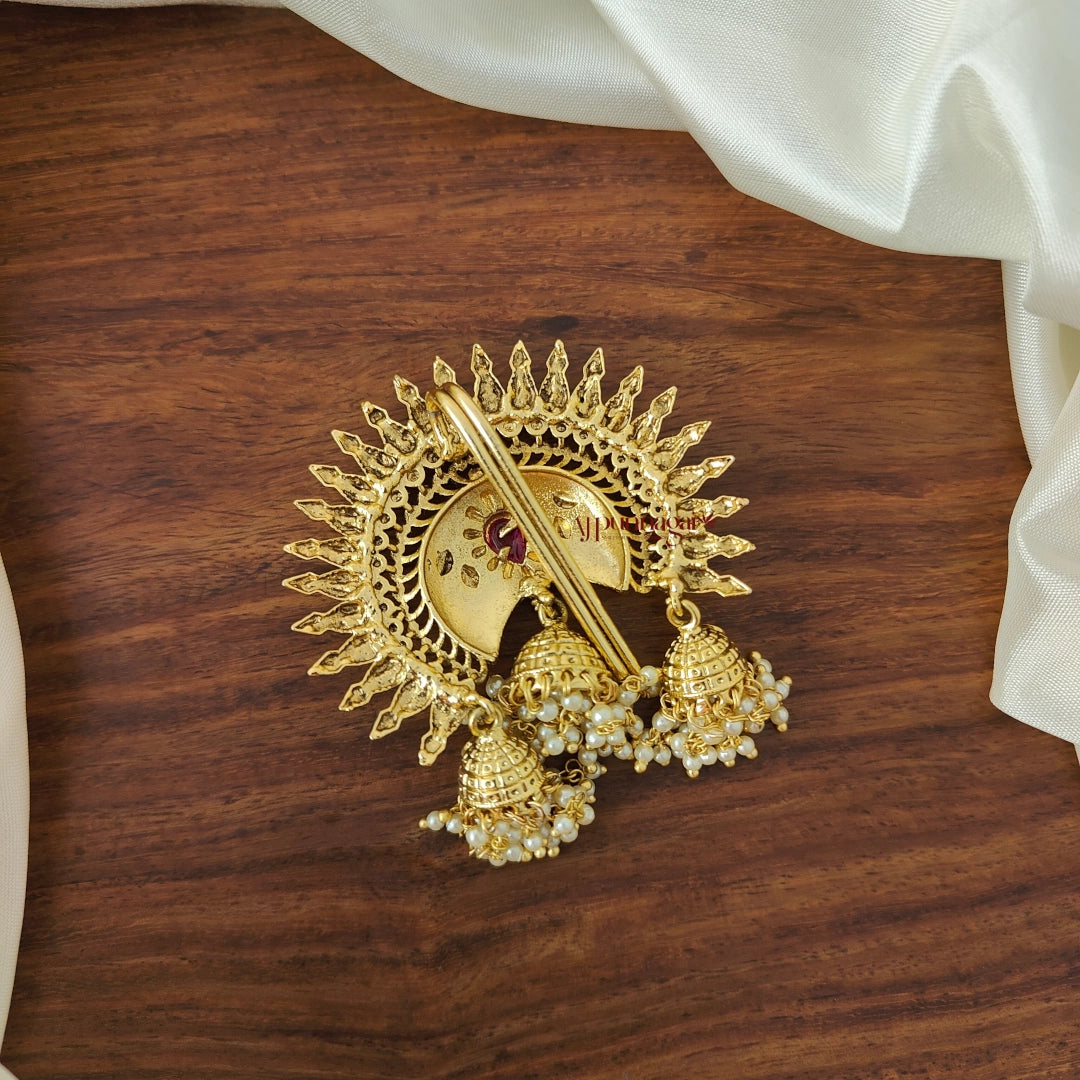 Gold Look Alike Floral Jadai Billai - Multi