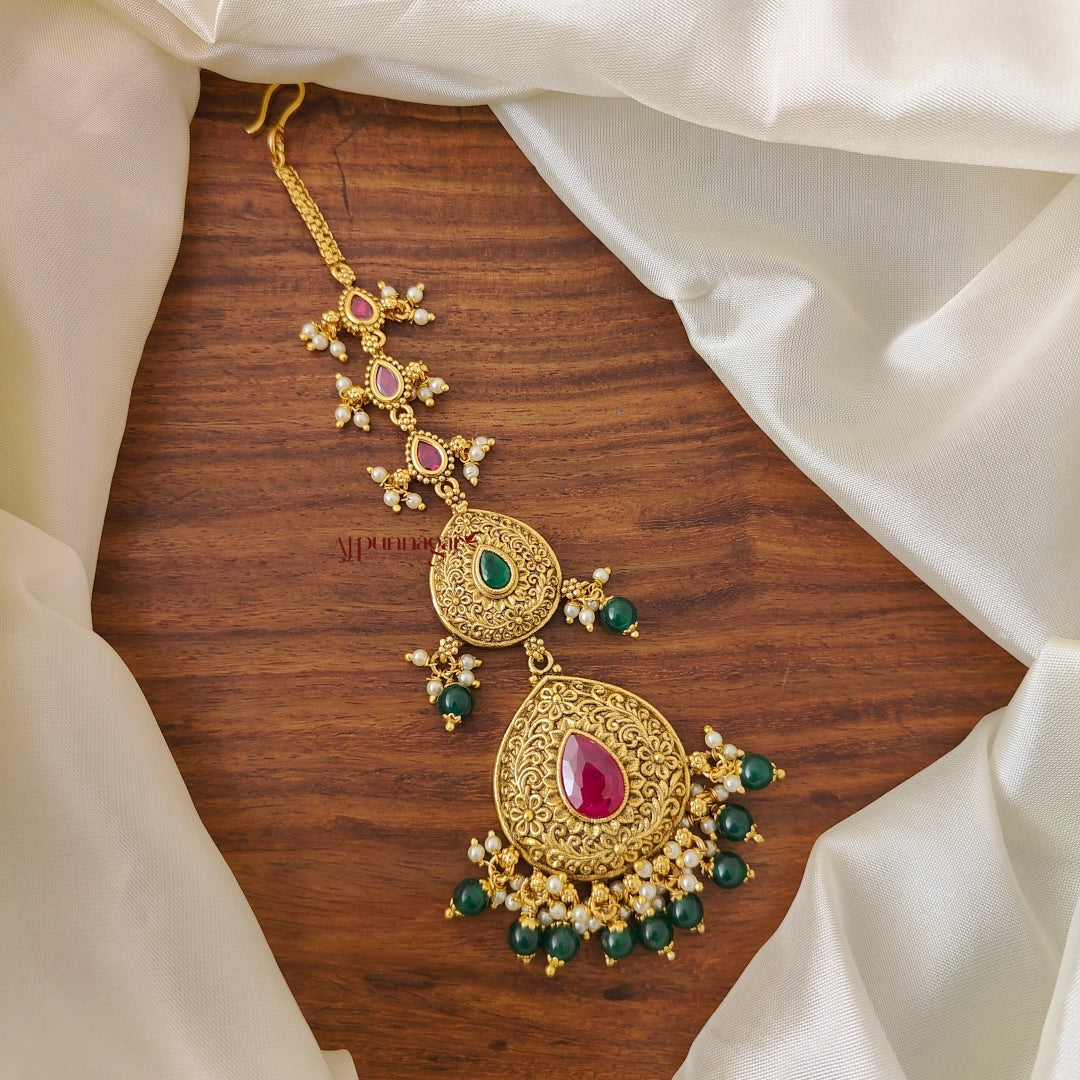 Teardrop Kemp Chutti - Green Beads