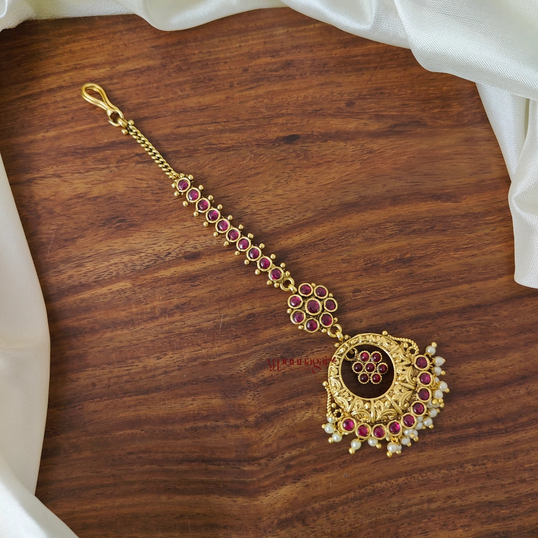 Gold Look Alike Bridal Chutti - Ruby