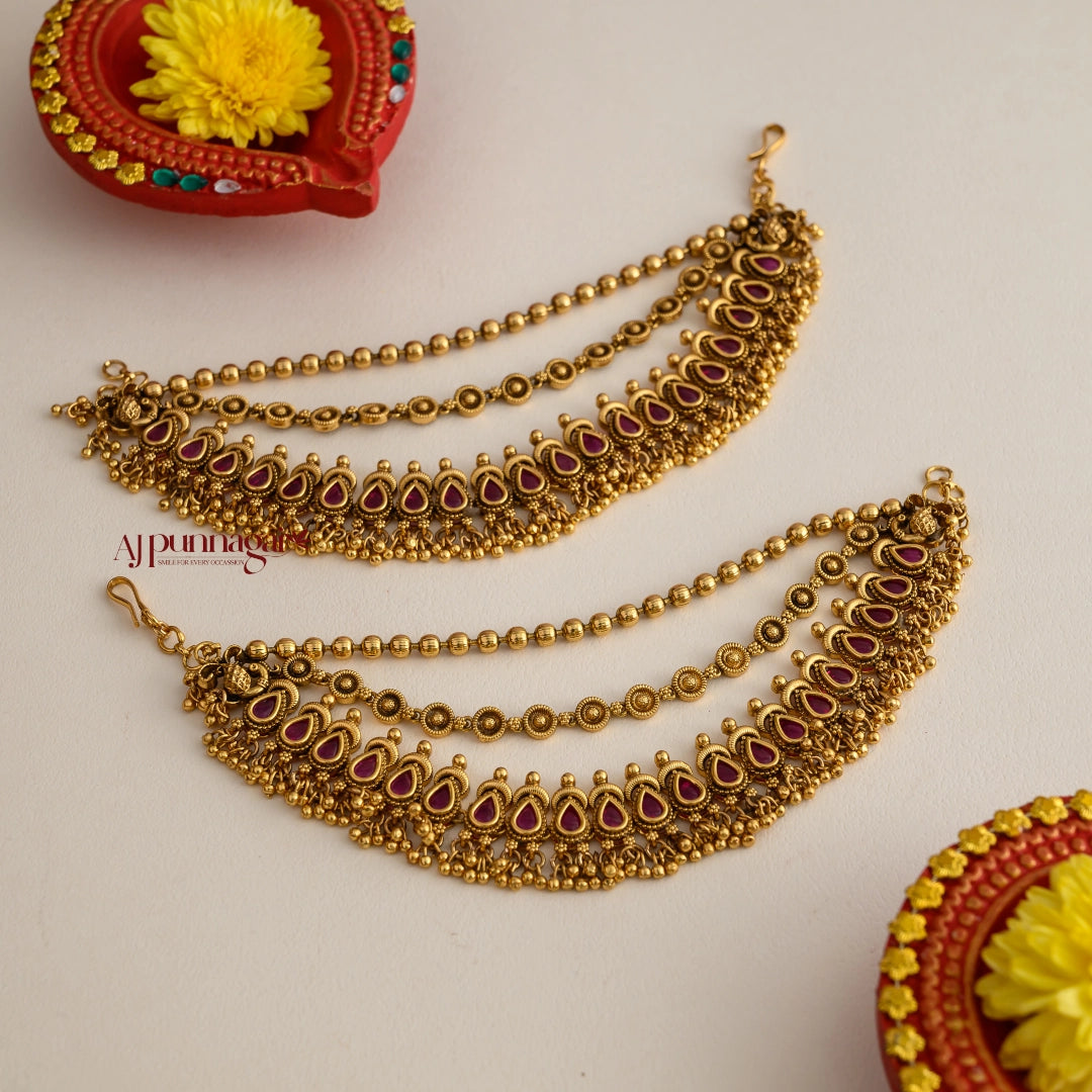 Grand Kemp Gold Look Alike Bridal Mattal - Ruby