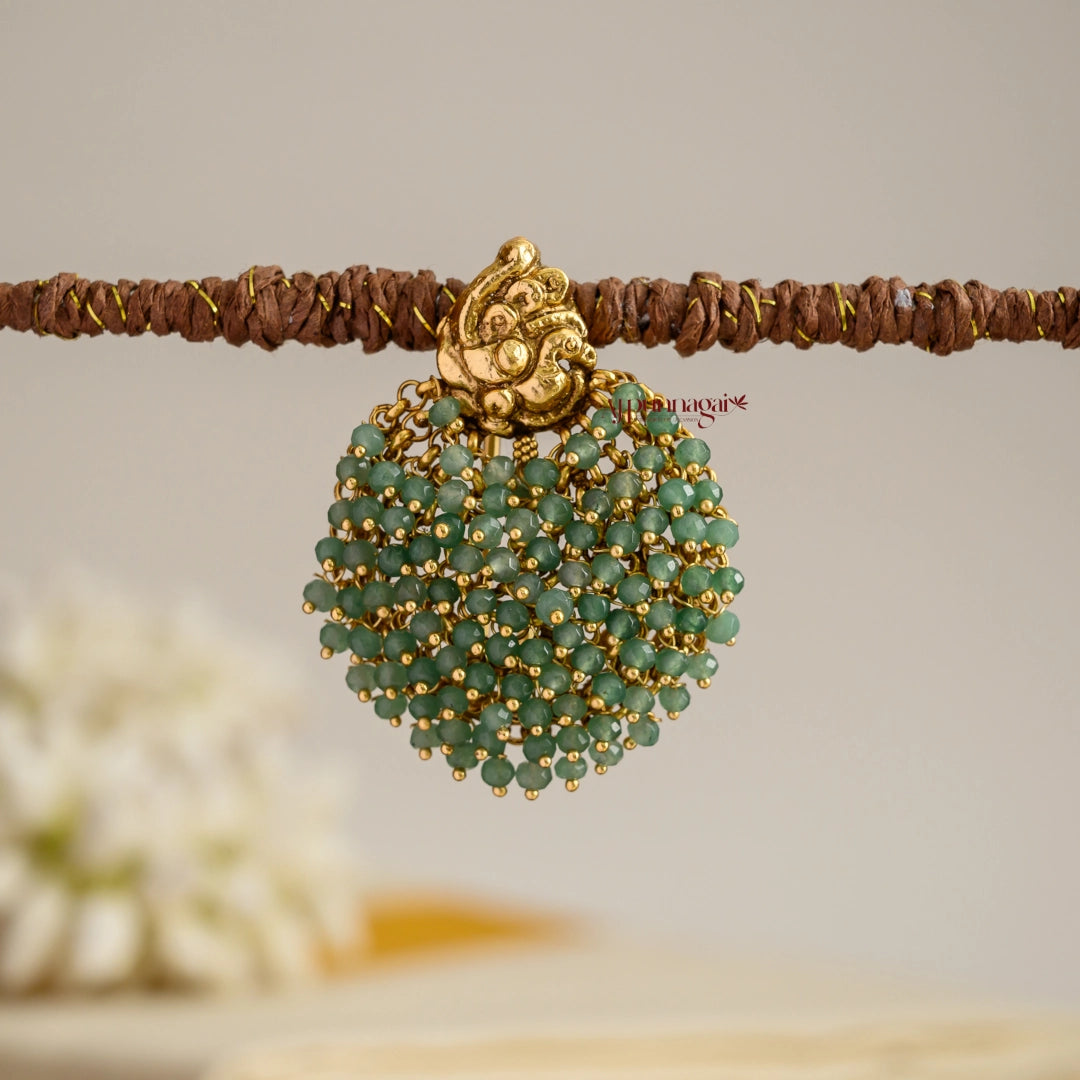 Elegant Peacock Jadai Billai - Green