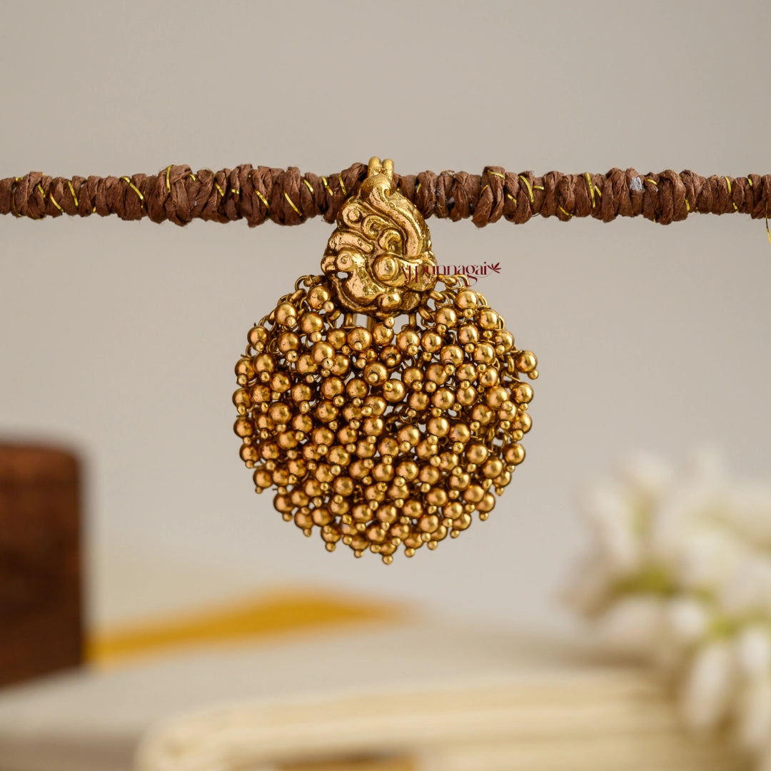 Elegant Peacock Jadai Billai - Gold