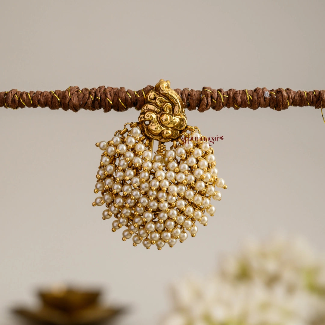 Elegant Peacock Jadai Billai - Pearl