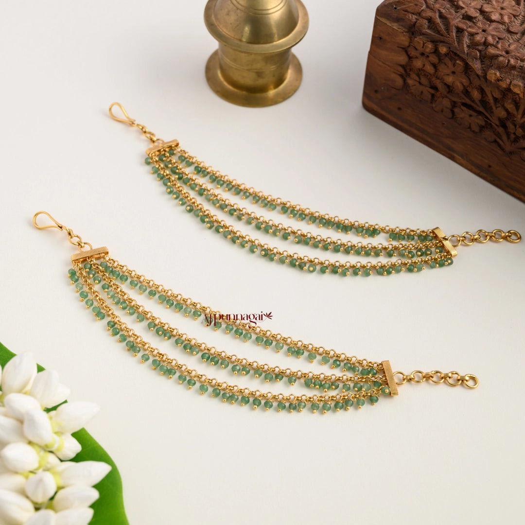 3 Layered Light Green Beaded Mattal