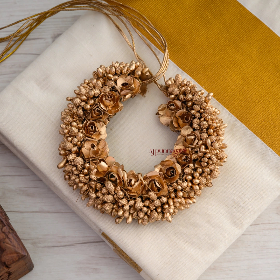 Aritificial Golden Rose With Pollen Handmade Bridal Veni