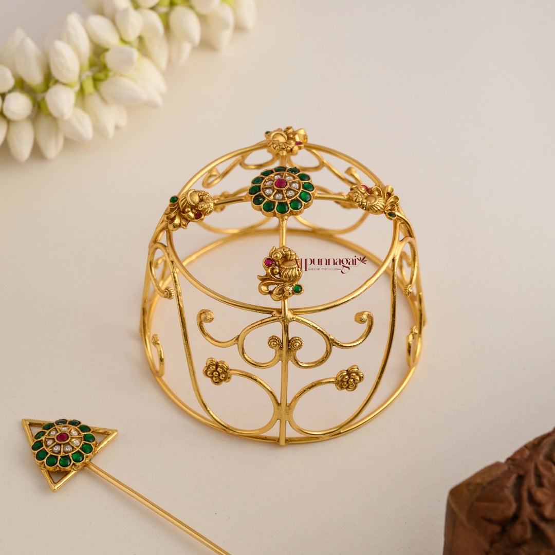 Beautiful Peacock Hair Cage - Green