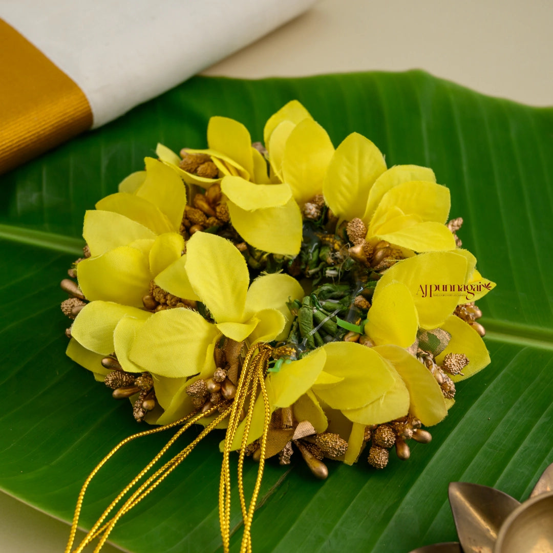 Handmade Orchid Petals Bridal Veni - Light Yellow