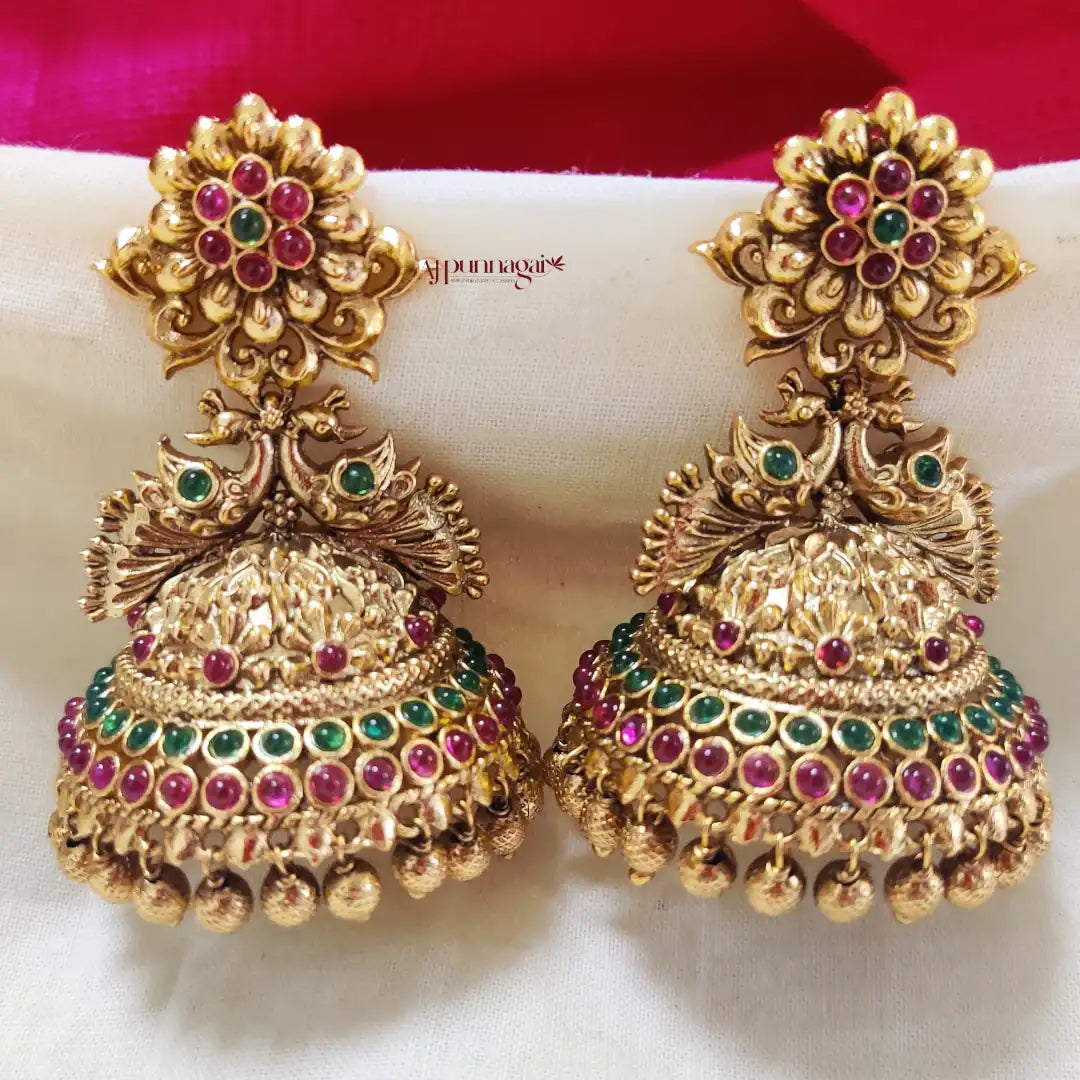 Trendy Floral Peacock Jhumka - Multi
