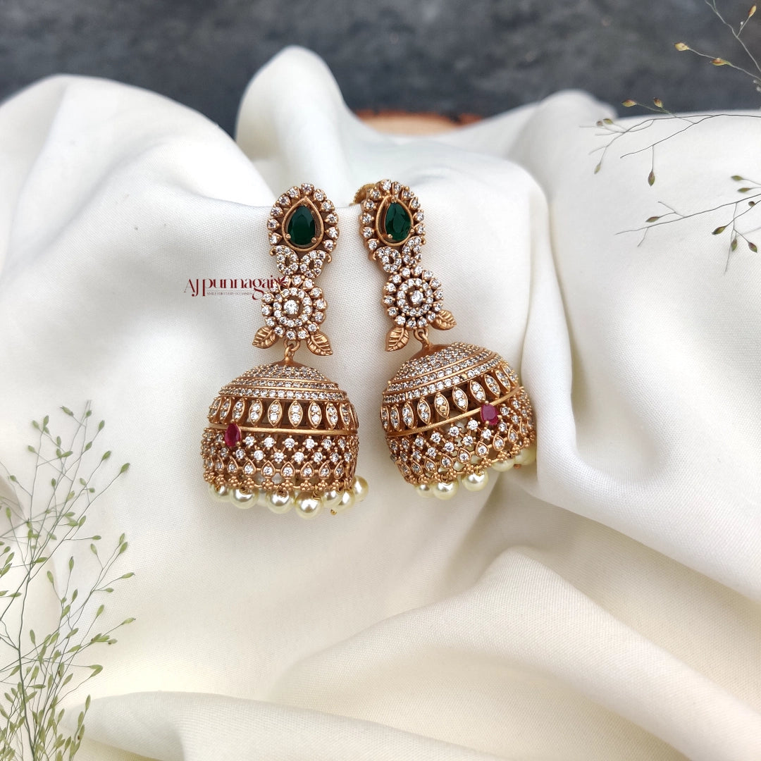 Traditional White Stone Jhumkas