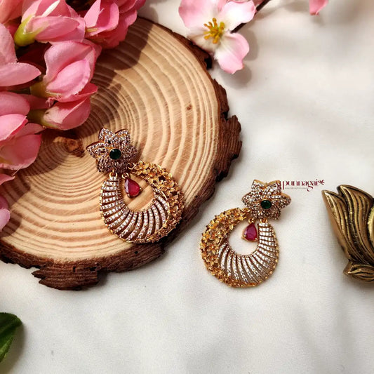 Elegant AD stone floral Earring