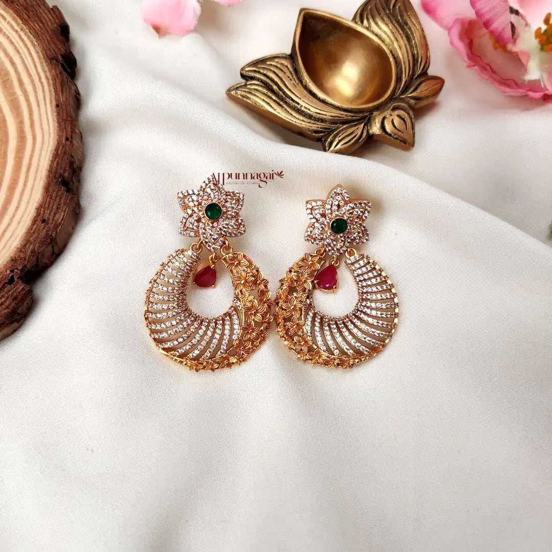 Elegant AD stone floral Earring