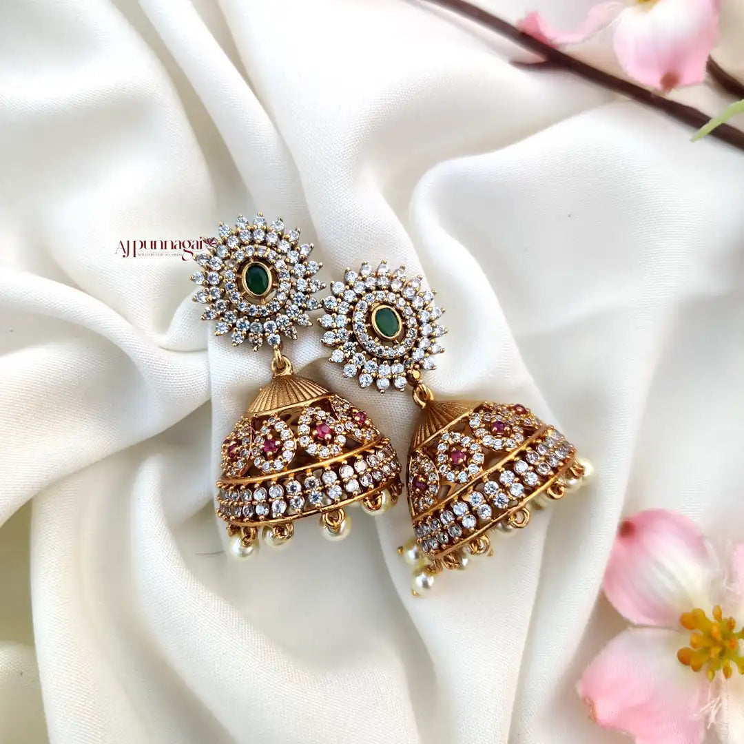 Dazzling look AD stone Jhumka