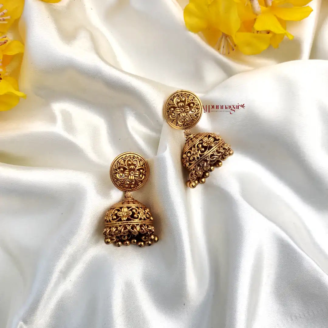 Beautiful heritage Floral design Antique finish Jhumka