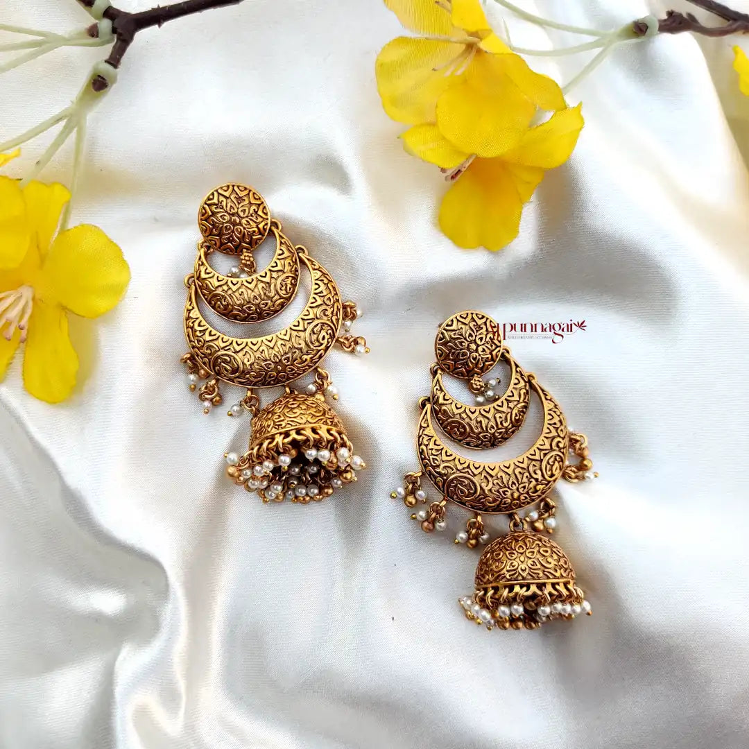 Eye-catching Crescent shaped Antique finish Earring