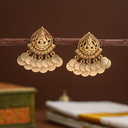 Gold Look Alike Lakshmi Coin Earring  - Multi