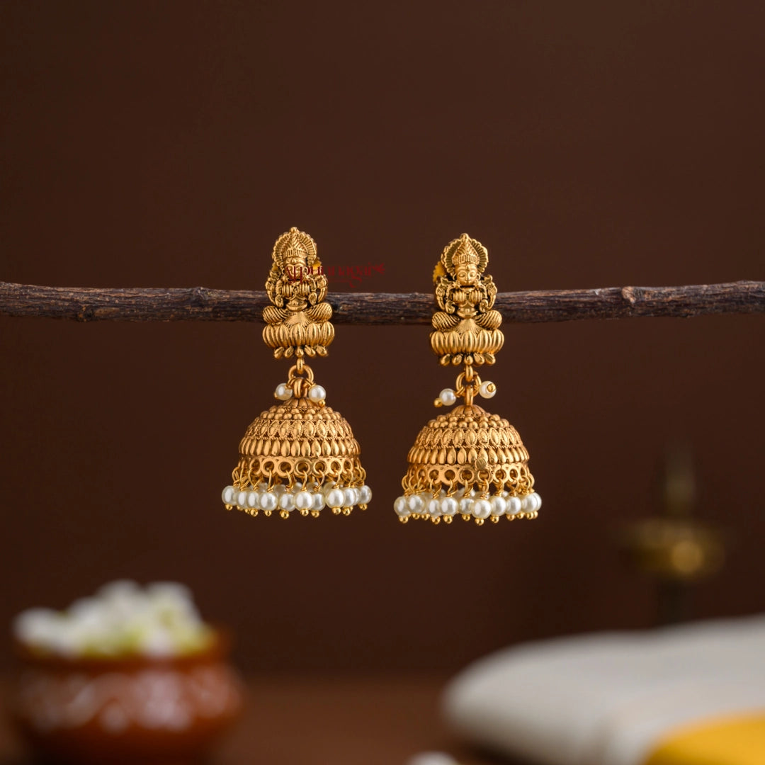 Dazzling Lakshmi Motifs Jhumka