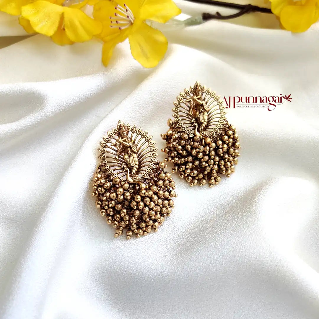 Graceful style Krishna Motif Gold Earring