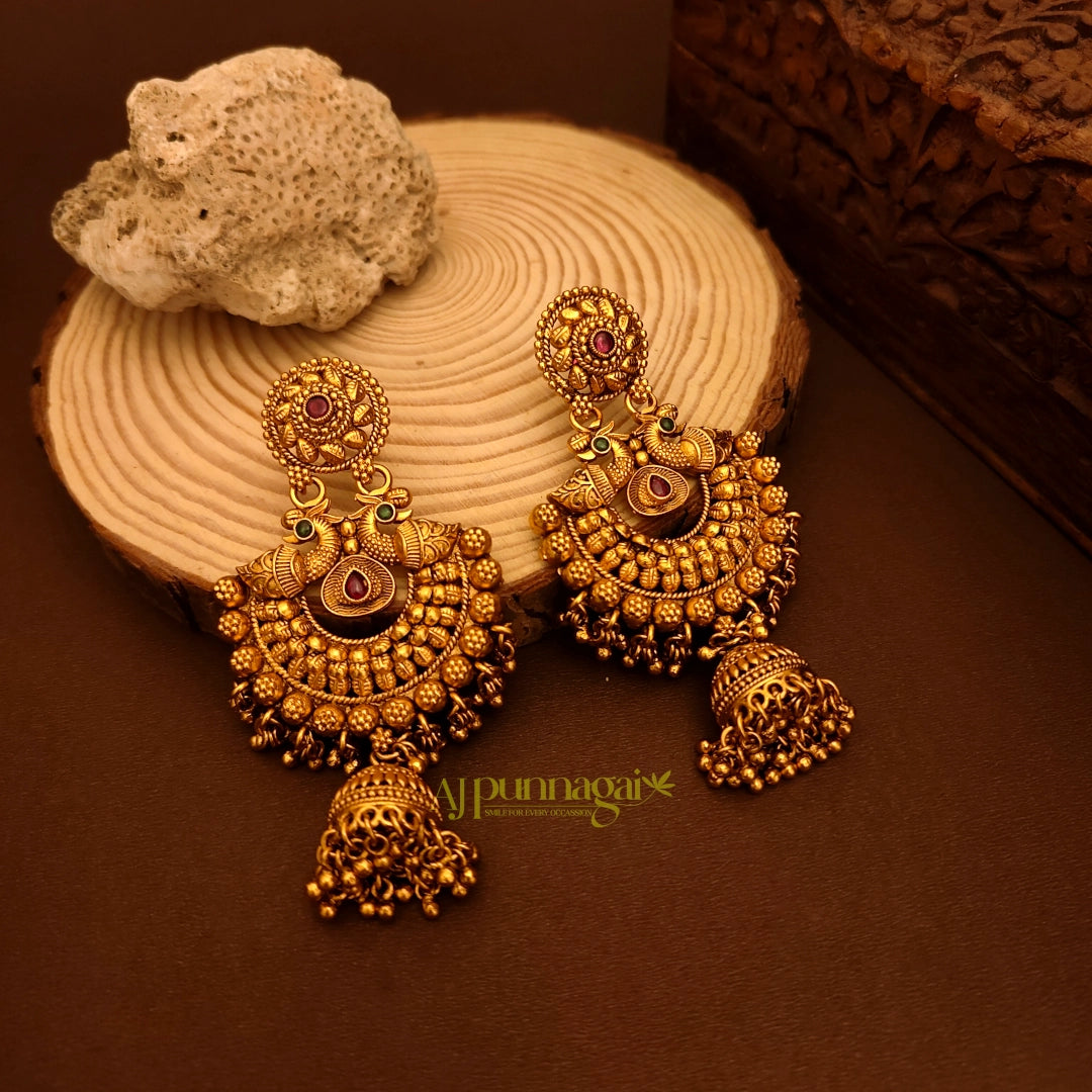 Traditional Peacock design Jhumka - Multi