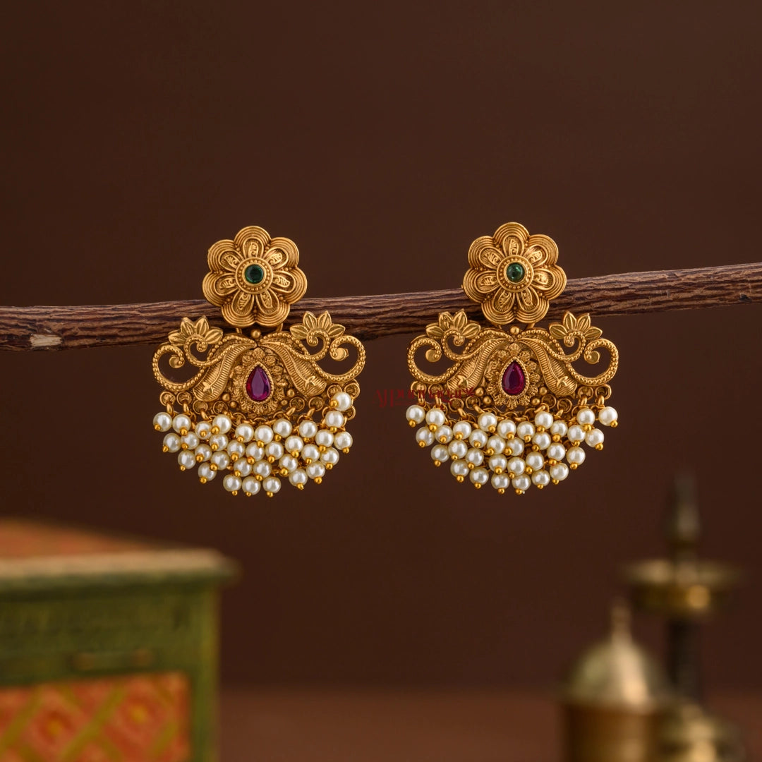 Floral Pearl Earring - Multi