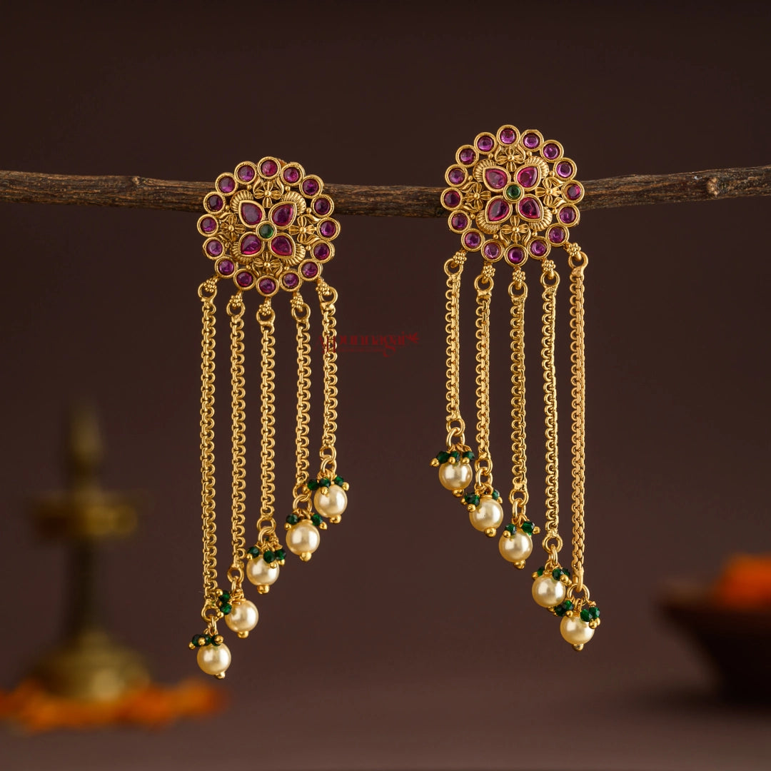 Unique Floral Long Earring