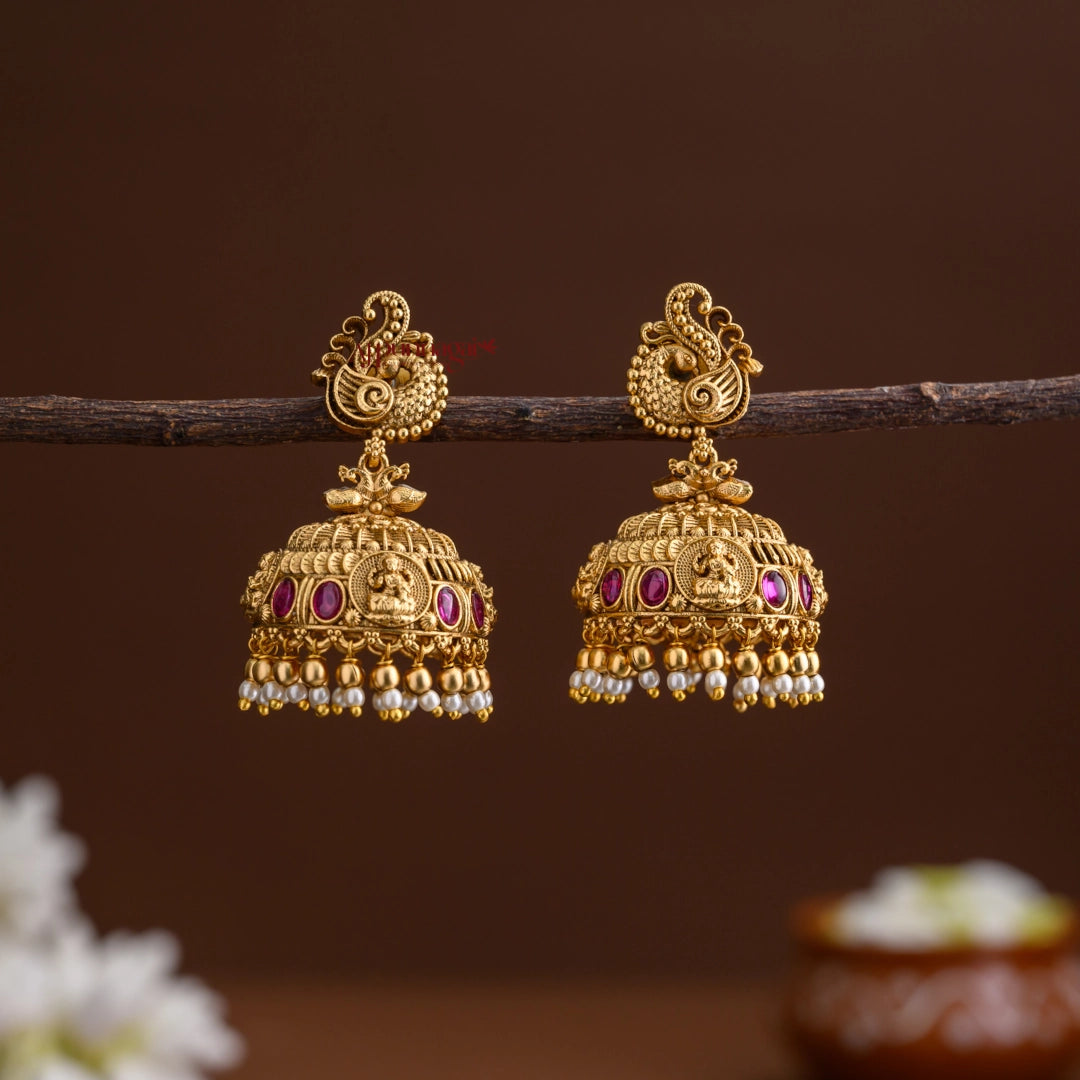 Peacock With Lakshmi Bridal Jhumka