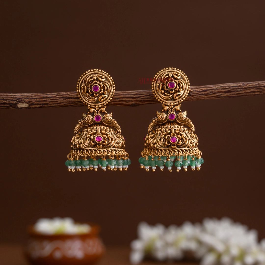Gold Look Alike Peacock Bridal Jhumka