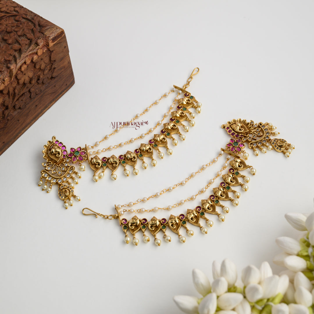 Premium Matt Ganesha Earring With Mattal