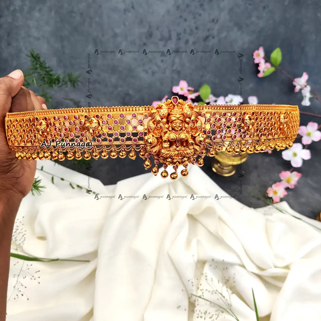 Gold Replica Temple Lakshmi Design Hip Belt
