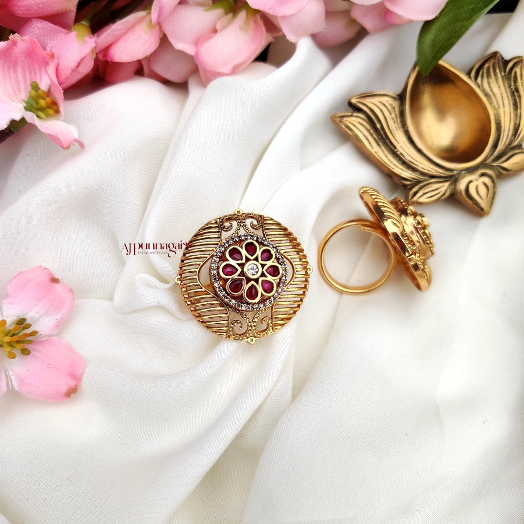 Adjustable Finger Ring - Ruby