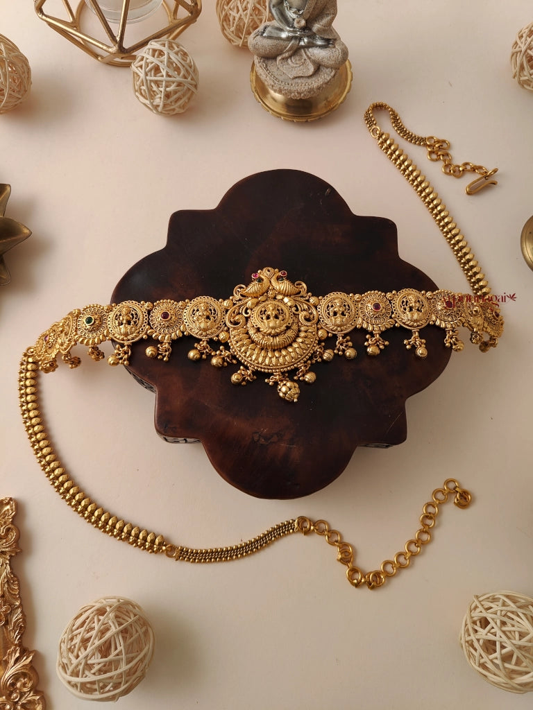 Gold Look Alike Lakshmi Bridal Hip Chain - Multi