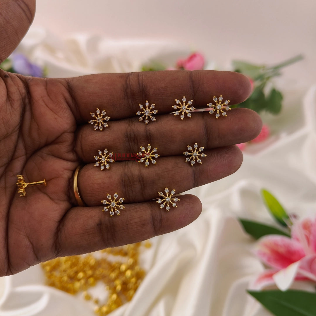 2 in 1 Floral AD Stone Nose Pin / Second Stud