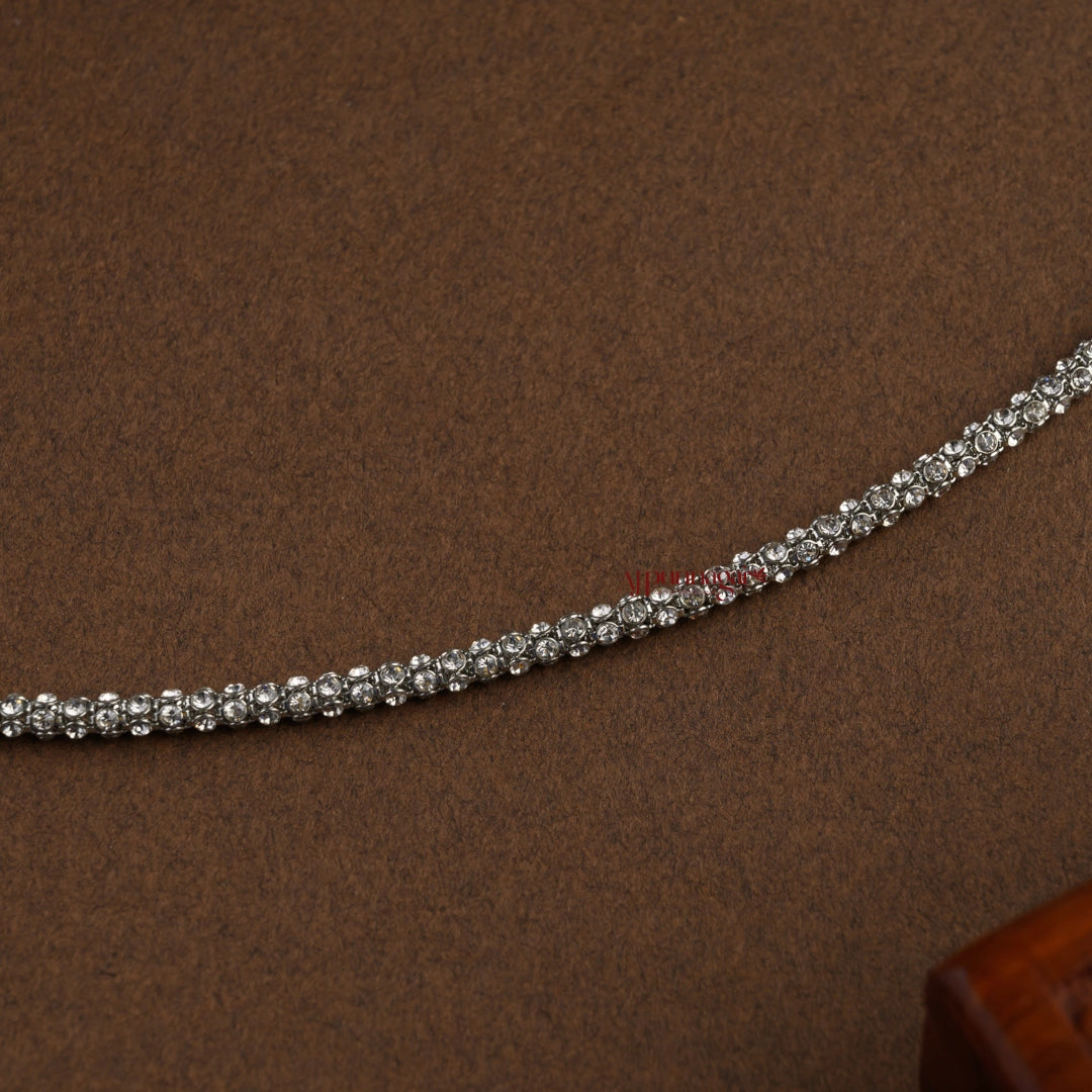 Dazzling AD Silver Finish Sleek Hip Chain