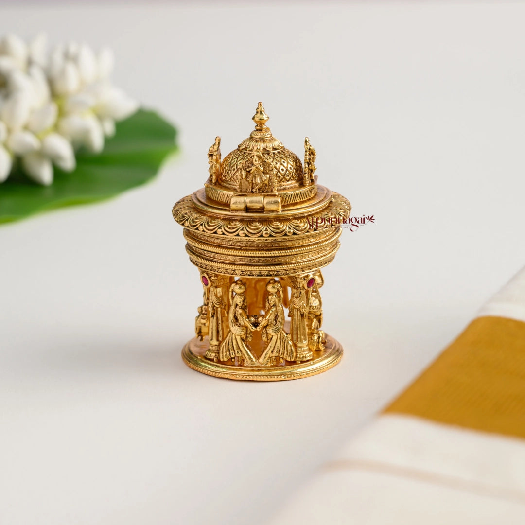 Classy Radhey Krishna Gold Look Alike Kum Kum Box