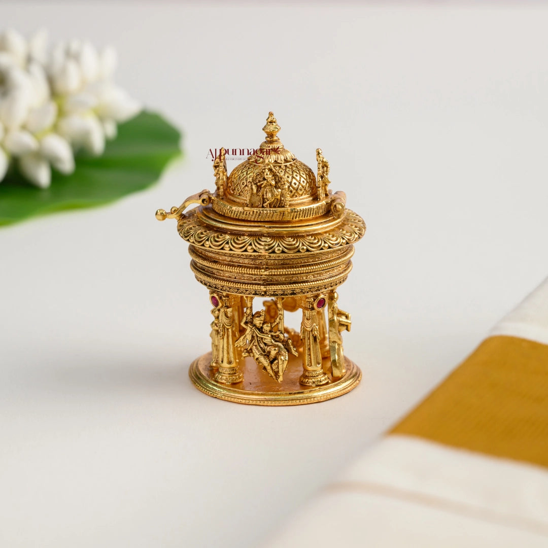 Classy Radhey Krishna Gold Look Alike Kum Kum Box