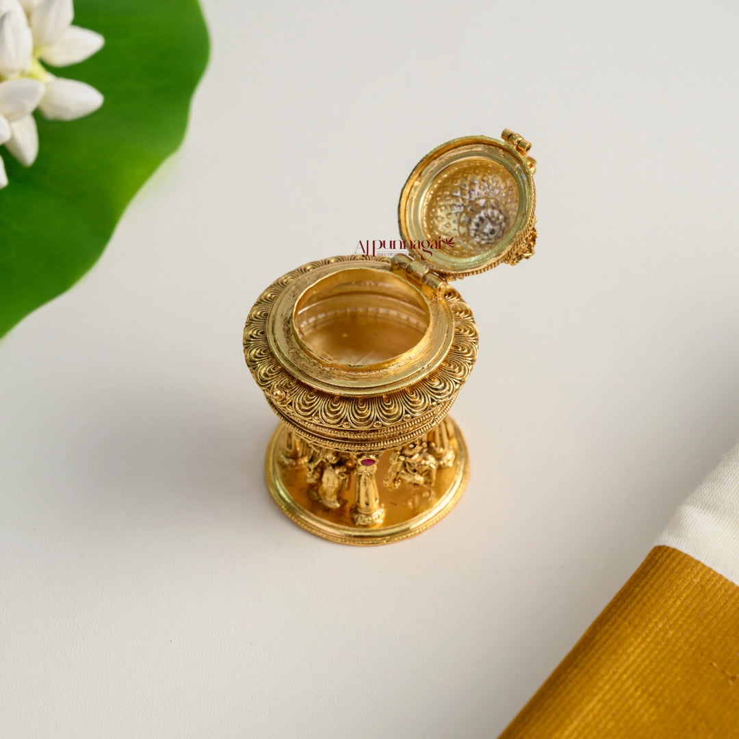 Classy Radhey Krishna Gold Look Alike Kum Kum Box