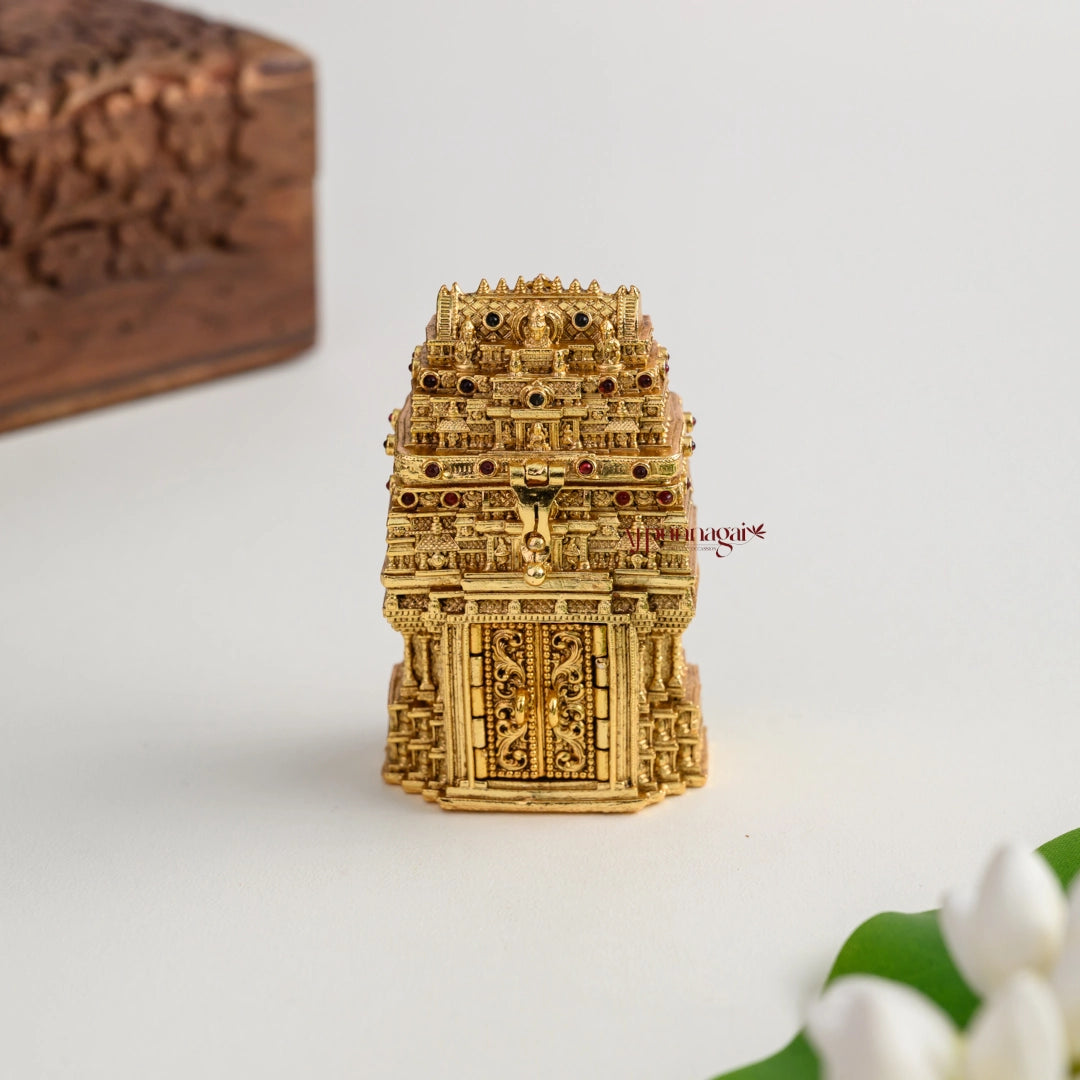 Temple Style Gold Look Alike Lakshmi Kum Kum Box